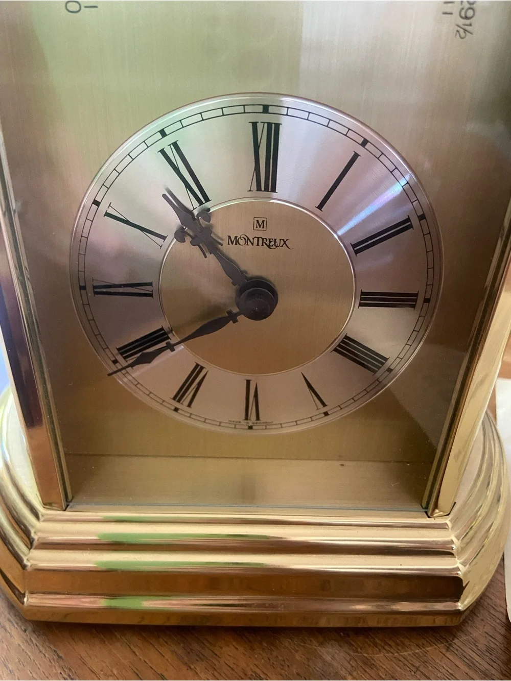 Vintage Montreax Brass Moon Phase Mantle Clock- It works